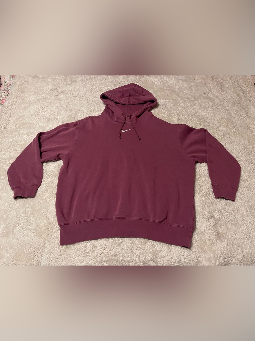 Nike Center Swoosh Oversized Pullover Hoodie Sangria Purple Women's Small